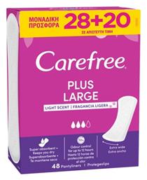 CareFree Plus Large Light Scent Σερβιετάκια για Αυξημένη Ροή 3 Σταγόνες 28τμχ & 20τμχ Κωδικός: 7686956 από το e-Fresh