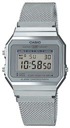 Casio Collection Silver Stainless Ψηφιακό Ρολόι Χρονογράφος με Ασημί Μεταλλικό Μπρασελέ από το Modivo