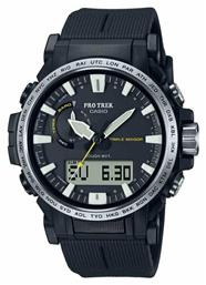 Casio Pro Trek Ρολόι Χρονογράφος Solar με Μαύρο Καουτσούκ Λουράκι