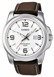 Casio Ρολόι Μπαταρίας με Καφέ Δερμάτινο Λουράκι