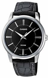 Casio Ρολόι Μπαταρίας με Μαύρο Δερμάτινο Λουράκι από το Kiriakos Gofas