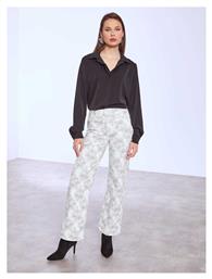 Celestino Γυναικείο Τζιν Wide Leg Τύπωμα Loose Fit Λευκό