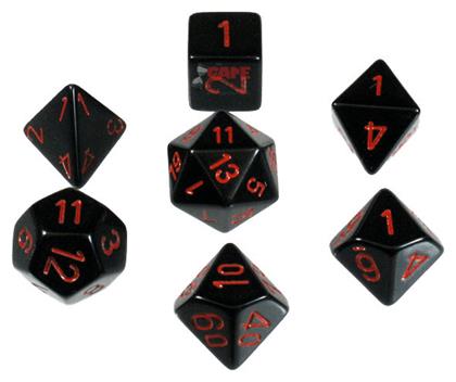 Chessex Opaque Dice Light Black/Red 7-Dice Set από το Public