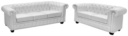 Chesterfield Λευκό Ματ 3θέσιος & 2θέσιος