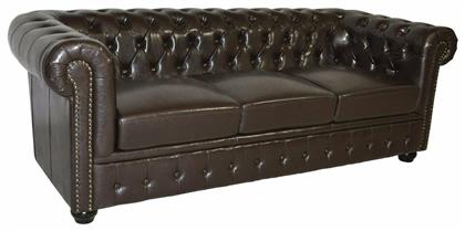 Chesterfield Τριθέσιος Καναπές Δερματίνη Καφέ 208x90εκ. από το Designdrops