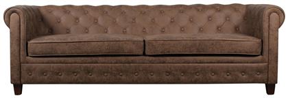 Chesterfield-W Τριθέσιος Καναπές Antique Καφέ 219x82εκ. από το Designdrops