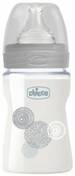 Chicco Γυάλινο Μπιμπερό Well Being Κατά των Κολικών με Θηλή Σιλικόνης 150ml για 0+ μηνών Grey Circles από το Plus4u