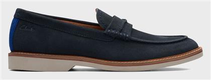 Clarks Atticus LT Slip Suede Ανδρικά Μοκασίνια σε Μπλε Χρώμα