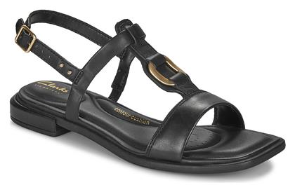 Clarks Δερμάτινα Γυναικεία Σανδάλια σε Μαύρο Χρώμα