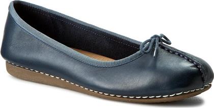 Clarks Freckle Ice Δερμάτινες Γυναικείες Μπαλαρίνες σε Navy Μπλε Χρώμα