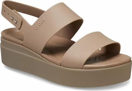 Crocs Brooklyn Low Wedge Καλοκαιρινές Γυναικείες Πλατφόρμες Καφέ