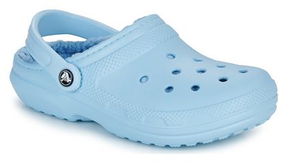 Crocs Classic Lined Χειμερινές Γυναικείες Παντόφλες με γούνα σε Γαλάζιο χρώμα