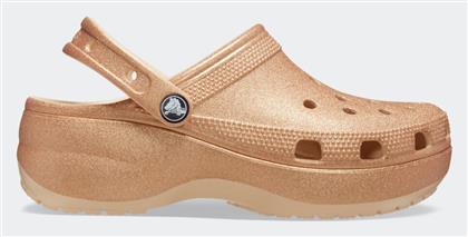 Crocs Classic Platform Glitter Clog Σαμπό Μπεζ