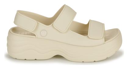 Crocs Skyline Γυναικεία Σανδάλια Flatforms σε Μπεζ Χρώμα