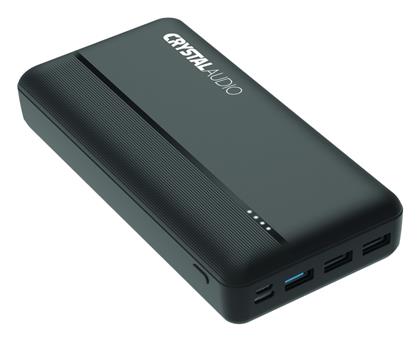 Crystal Audio Power Bank 30000mAh 20W με Θύρα USB-A και Θύρα USB-C Power Delivery Μαύρο