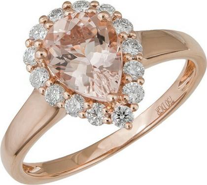 Δαχτυλίδι ροζ gold Κ18 Morganite and Brilliant 037941 037941 Χρυσός 18 Καράτια