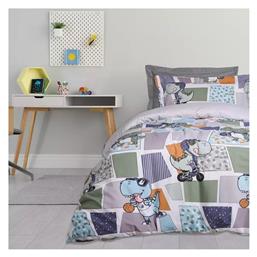 Das Home Dino Sports Σετ Παιδική Παπλωματοθήκη Μονή με Μαξιλαροθήκη Γκρι 160x240εκ.