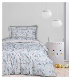 Das Home Happy Dino Σετ Παιδική Παπλωματοθήκη Μονή με Μαξιλαροθήκη Πρασινο-σομον-γκρι 160x240εκ.