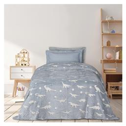 Das Home Κουβέρτα Fleece Dino Land Φωσφορίζουσα Grey, White 160x220εκ.