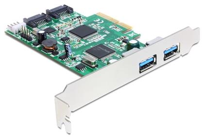 DeLock Κάρτα PCIe σε 2 εσωτερικές θύρες SATA III και 2 εξωτερικές θύρες USB 3.0