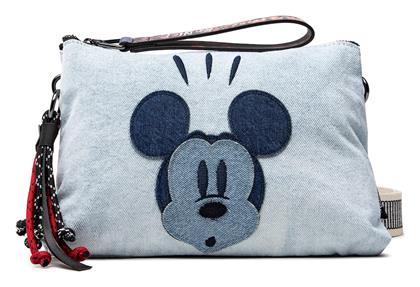 Desigual Patchwork Mickey Mouse Γυναικεία Τσάντα Χιαστί Μπλε