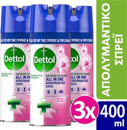 Dettol All In One Καθαριστικό Spray Γενικής Χρήσης με Απολυμαντική Δράση Orchard Blossom 3x400ml