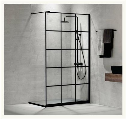 Devon Iwis Decor Walk-in Διαχωριστικό Ντουζιέρας 110x200cm Clean Glass Black Matt από το Polihome