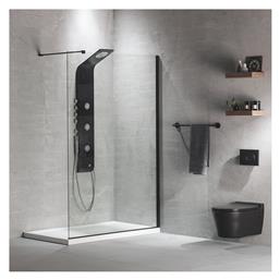 Devon Iwis Walk-in Διαχωριστικό Ντουζιέρας 67-69x200cm Clean Glass Black Matt