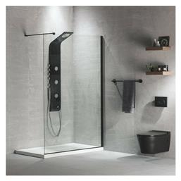 Devon Iwis Walk-in Διαχωριστικό Ντουζιέρας 87-89x200cm Clean Glass Black Matt