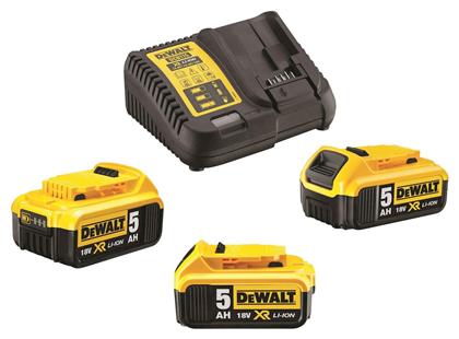 Dewalt Σετ 3 Μπαταρίες Λιθίου 18V 5Ah με Φορτιστή 10.8-18V