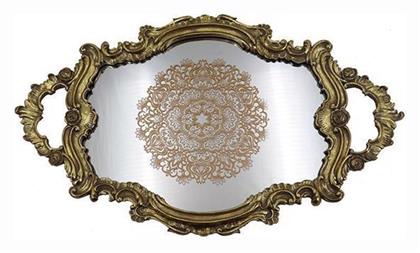 Διακοσμητικός Δίσκος Μεταλλικός με Καθρέπτη 46.7x3.4x27.8cm 5τμχ