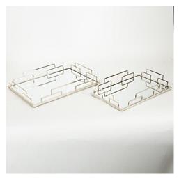 Διακοσμητικός Δίσκος Μεταλλικός Ορθογώνιος με Καθρέπτη 35x25x5cm 2τμχ