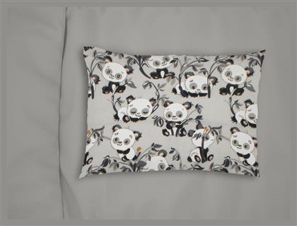 Dimcol Bebe Panda Bear Βρεφική Μαξιλαροθήκη από 100% Βαμβάκι Grey 35x45εκ.
