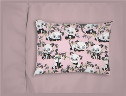 Dimcol Bebe Panda Bear Βρεφική Μαξιλαροθήκη από 100% Βαμβάκι Pink 35x45εκ.