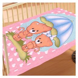 Dimcol Κουβέρτα Κούνιας Rainy Bears Βελουτέ 110x140cm 06 Pink από το Aithrio