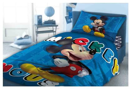 Dimcol Mickey 862 Σετ Σεντόνια Μονά Βαμβακερά σε Μπλε Χρώμα 160x240cm 2τμχ από το Filinda