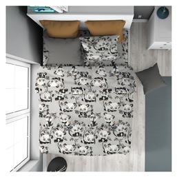 Dimcol Panda Bear Παιδική Παπλωματοθήκη Μονή Βαμβακερή Grey 160x240εκ.