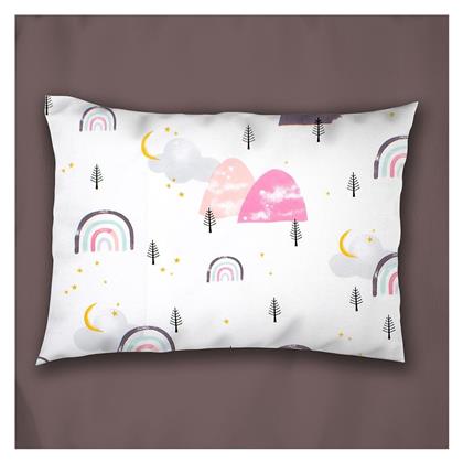 Dimcol Βρεφική Μαξιλαροθήκη από 100% Βαμβάκι White-pink 45x35εκ.