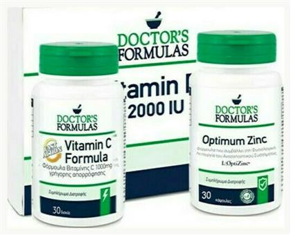 Doctor's Formulas Vitamin C Formula Fast Action 1000 mg 30 caps & Optimum Zinc 15 mg 30 tabs & Δώρο Vitamin D3 2000 IU 60 soft gels 30 κάψουλες Unflavoured