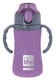 Ecolife Ανοξείδωτο Παγούρι με Καλαμάκι Kids Thermos σε Μωβ χρώμα 300ml