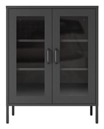 Επιδαπέδια Βιτρίνα από Μέταλλο με Τζάμι Μαύρη 80x35x102cm 32835-09---2