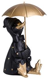 Espiel Διακοσμητική Πάπια Πολυρητίνης σε Μαύρο - Χρυσό 17x18.5x26cm