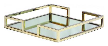 Espiel Διακοσμητικός Δίσκος Μεταλλικός Τετράγωνος Με Καθρέπτη Χρυσός 30x30x5cm