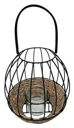 Espiel Φαναράκι Ψάθινο Επιτραπέζιο Μαύρο 23x23x22εκ.