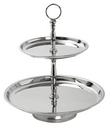 Espiel Inox Εταζέρα 2 Ορόφων Ασημί Ø38xY43cm