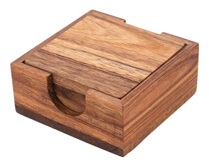 Estia Allure Στρογγυλό Σουβέρ Ξύλινο με Βάση Μπεζ 11cm 5τμχ