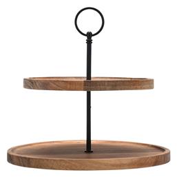 Estia Allure Ξύλινη Εταζέρα 2 Ορόφων Καφέ Ø25cm Π25xΜ25cm