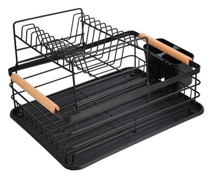 Estia Bamboo Essentials Στεγνωτήρας Νεροχύτη Διώροφος Μεταλλικός σε Μαύρο Χρώμα 41x30x20cm