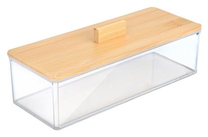 Estia Bamboo Essentials Καλάθι Αποθήκευσης Bamboo με Καπάκι Διάφανο 23.3x9.4x8.8cm
