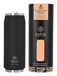 Estia Travel Cup Save The Aegean Ποτήρι Θερμός με Καλαμάκι Black Matte 500ml 01-7843